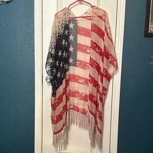 American Flag Kimono with Fringe